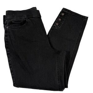 Liz Claiborne Pants Mom Jean 12 Black Amber Straight Leg Jegging 3 Button Ankle